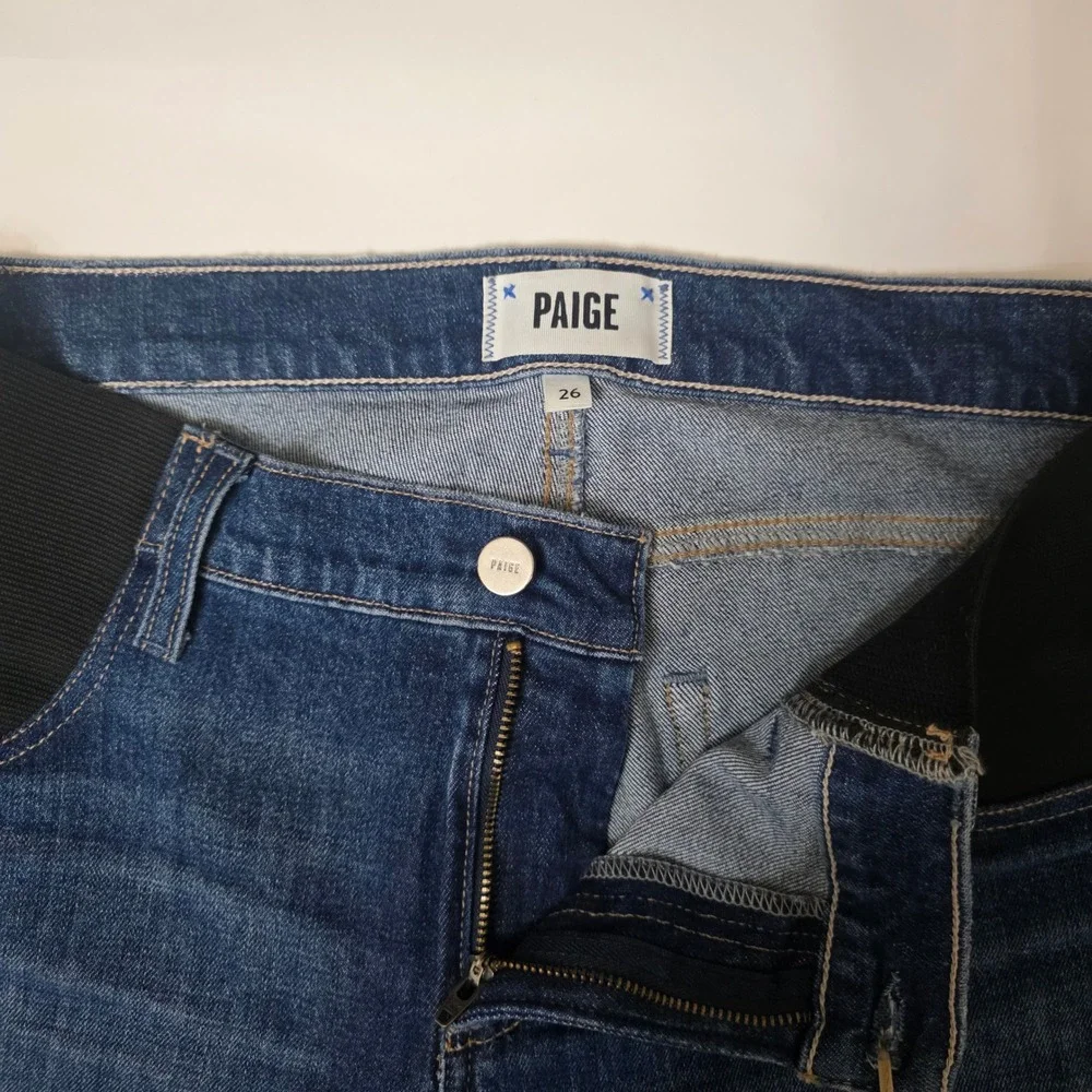 Paige Noella Maternity Jeans Womens 30W X 26L Blue Straight Leg‎ Elastic Stretch